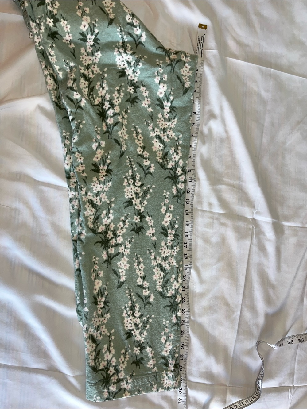 Garnett Hill 100% Organic Cotton Sage Green White Floral Flannel Pajamas Sz M - Picture 11 of 14
